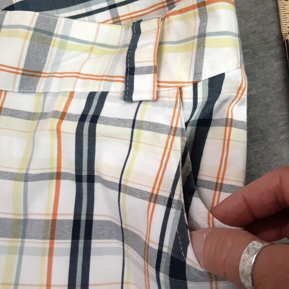 Lija Plaid Golf Shorts Cream Blue Orange Size 6 Bermuda Outdoor Preppy Easy Care - Picture 5 of 10
